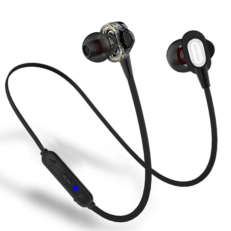 Magnetiska trådlösa in-ear hörlurar Bluetooth Dual Driver - Sort |  Elgiganten