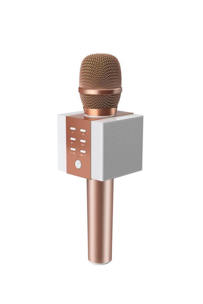 Karaoke mikrofon med Bluetooth-højttaler 5W - Roségold | Elgiganten