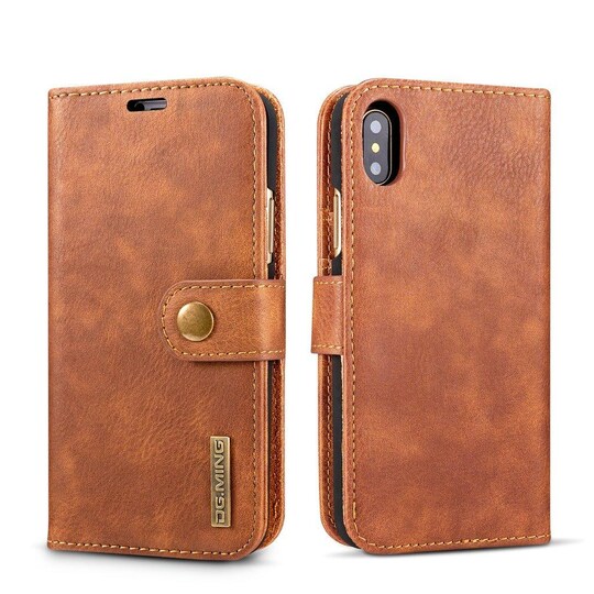 Mobiltelefon taske iPhone XS Max med magnetisk skal PU-læder - brun |  Elgiganten