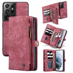 Multi-Wallet CaseMe 11-kort Samsung Galaxy S21 Ultra  - rød