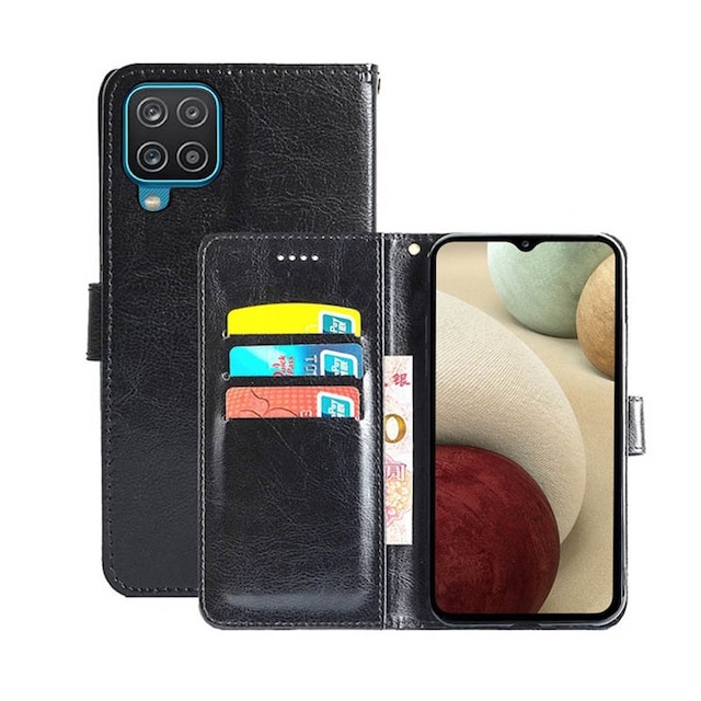 Wallet Cover 3-kort Samsung Galaxy A12  - sort