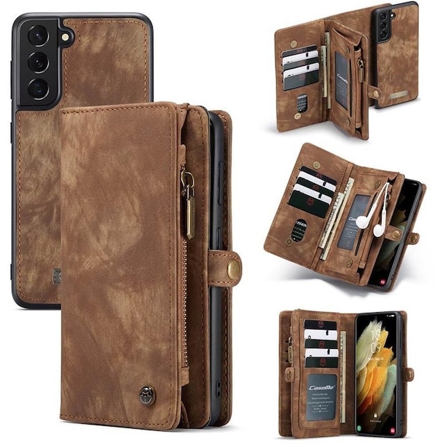 Multi-Wallet CaseMe 11-kort Samsung Galaxy S21 Plus  - brun