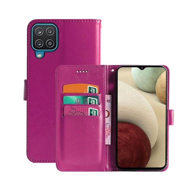 Wallet Cover 3-kort Samsung Galaxy A12  - lyserød