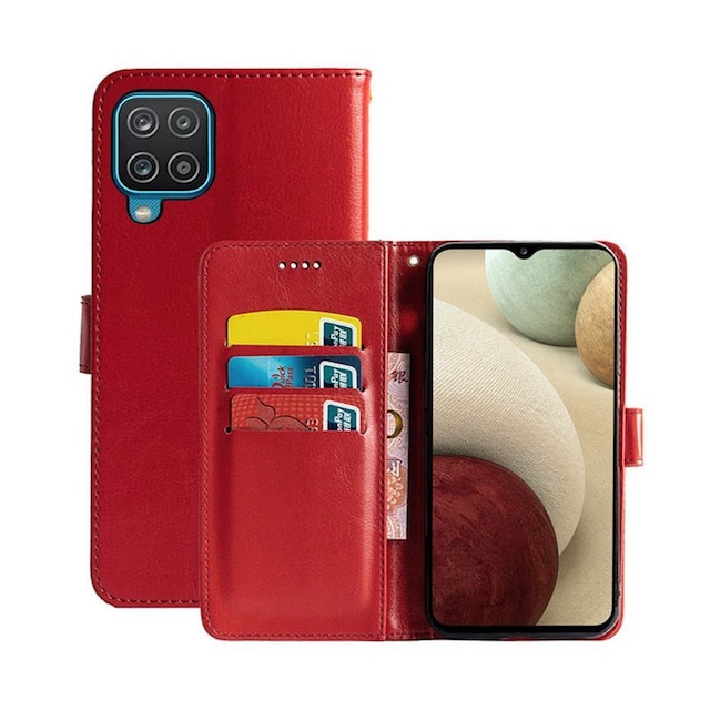 Wallet Cover 3-kort Samsung Galaxy A12  - rød
