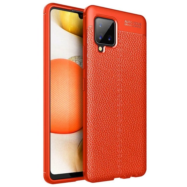 Lædermønstret TPU Cover Samsung Galaxy A42  - rød