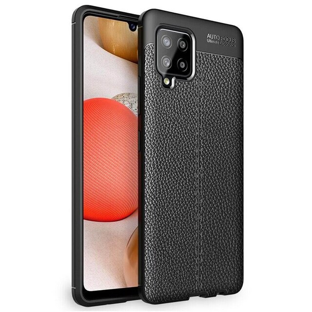 Lædermønstret TPU Cover Samsung Galaxy A42  - sort