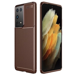 Carbon silikone cover Samsung Galaxy S21 Ultra  - brun