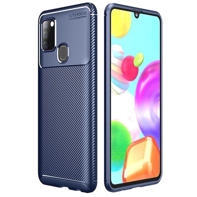 Carbon silikone cover Samsung Galaxy A21s  - blå