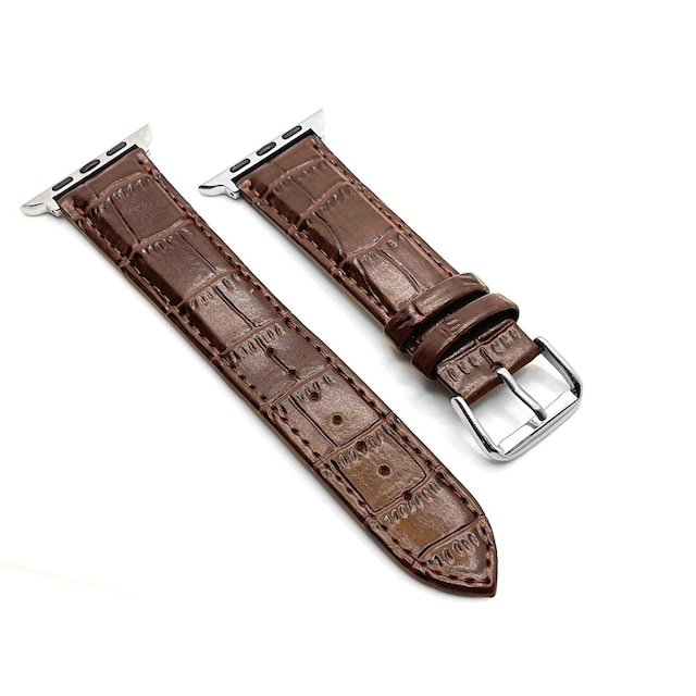 SKALO Læderarmbånd med krokodillemønster Apple Watch 38/40/41mm - Brun