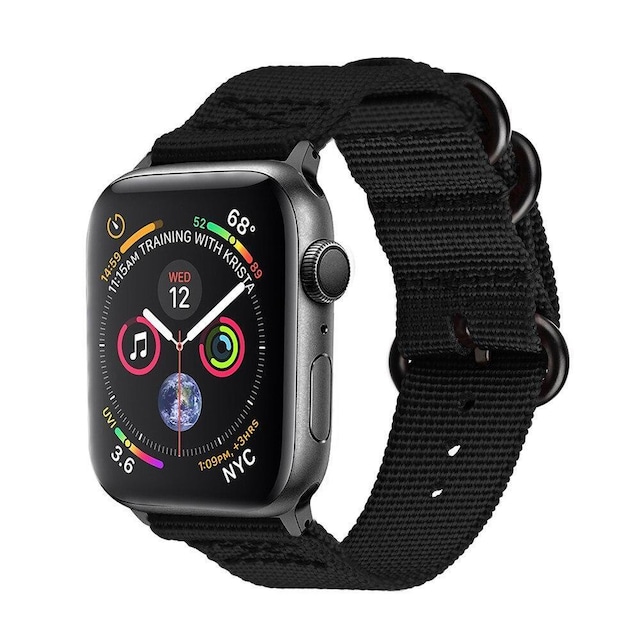 SKALO Nato armbånd i nylon Apple Watch 38/40/41mm - Sort