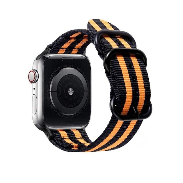 SKALO Nato armbånd i nylon Apple Watch 42/44/45/49mm - Sort-Orange