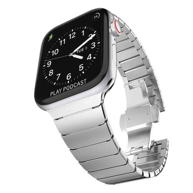 SKALO Metalarmbånd ""Flat"" Apple Watch 42/44/45/49mm - Sølv