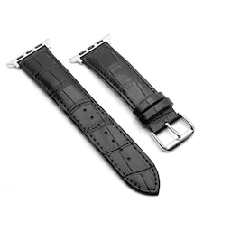 SKALO Læderarmbånd med krokodillemønster Apple Watch 42/44/45/49mm - Sort