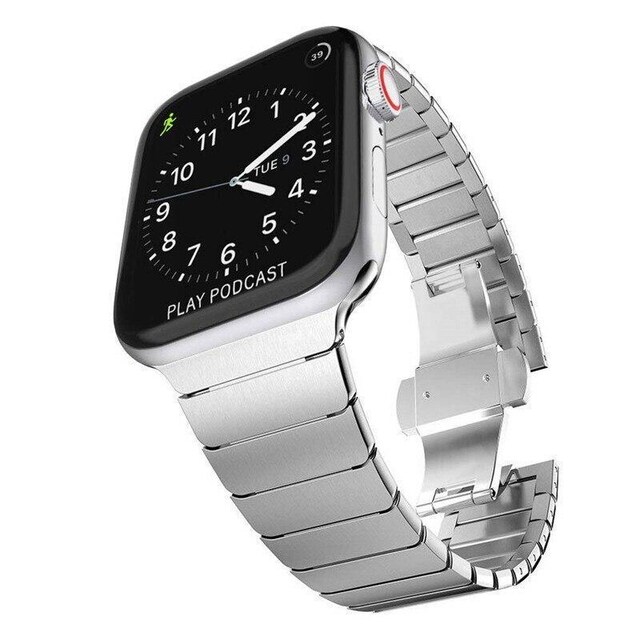 SKALO Metalarmbånd ""Flat"" Apple Watch 38/40/41mm - Sølv