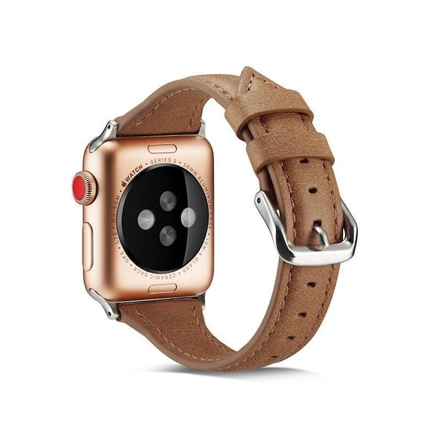 SKALO Smalt læderarmbånd Apple Watch 38/40/41mm - Lys brun