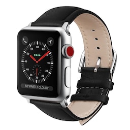 SKALO Læderrem Apple Watch 42/44/45/49mm - Sort