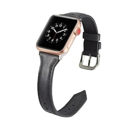 SKALO Smalt læderarmbånd Apple Watch 38/40/41mm - Sort