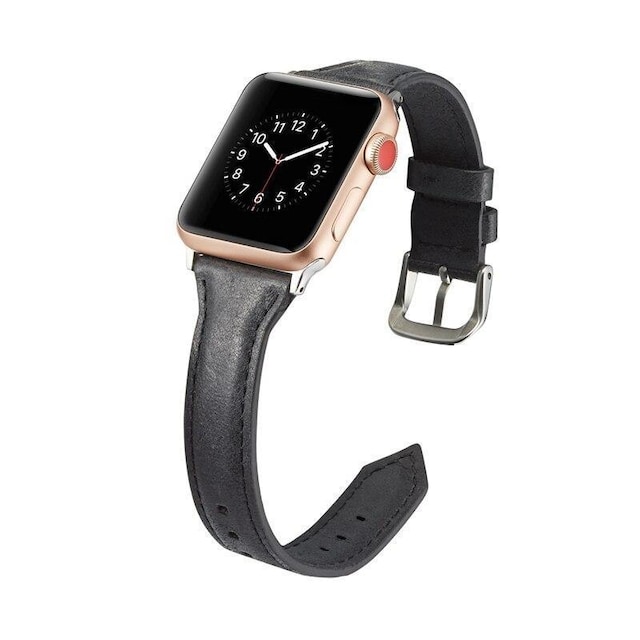 SKALO Smalt læderarmbånd Apple Watch 38/40/41mm - Sort