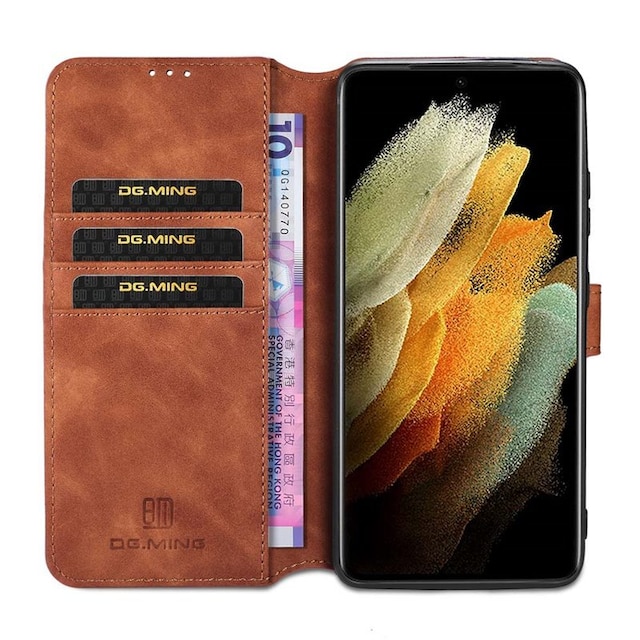 DG-Ming Wallet 3-kort Samsung Galaxy S21 Ultra  - brun