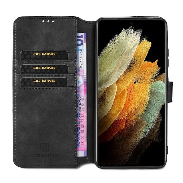 DG-Ming Wallet 3-kort Samsung Galaxy S21 Ultra  - sort