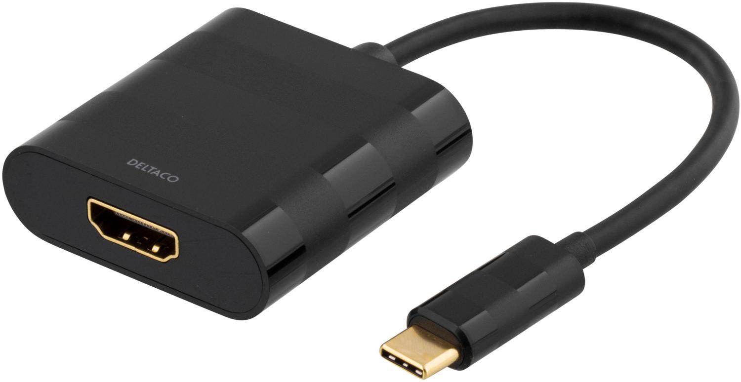 DELTACO USB-C til HDMI-adapter, USB type C han - HDMI hun, sort | Elgiganten