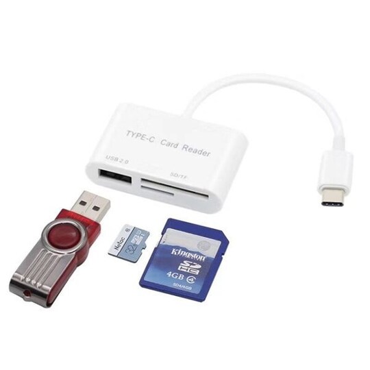 Kortlæser USB Type-C til SD/MicroSD + USB | Elgiganten