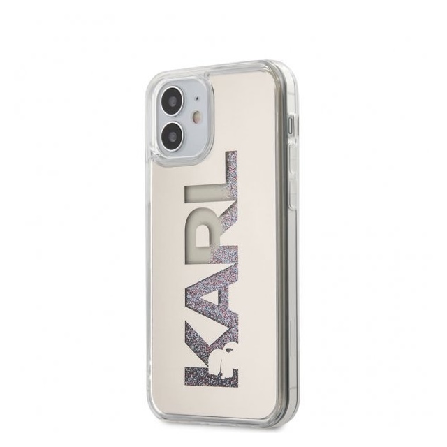 Karl Lagerfeld iPhone 12 Mini Cover Liquid Glitter Karl Sølv