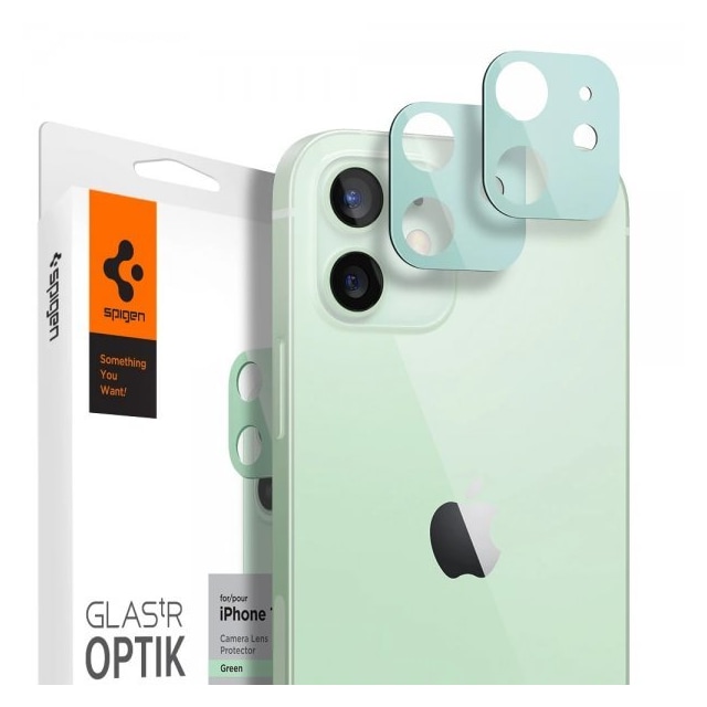 Spigen iPhone 12 Mini Kameralinsebeskytter Glas.tR Optik 2-pak Grøn
