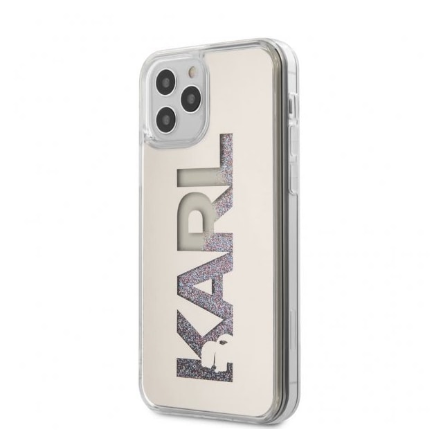 Karl Lagerfeld iPhone 12 Pro Max Cover Liquid Glitter Karl Sølv