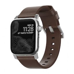 NOMAD Apple Watch 44/42mm Armbånd Modern Strap Sølv/Rustic Brown