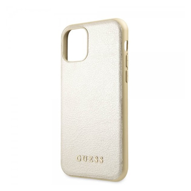 Guess iPhone 11 Pro Cover Lædertekstur Guld