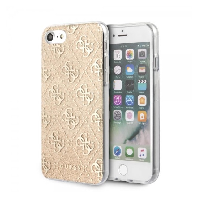 Guess iPhone 7/8/SE Cover Glitter Cover Guld