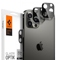 Spigen iPhone 12 Pro Kameralinsebeskytter Glas.tR Optik 2-pak Sort