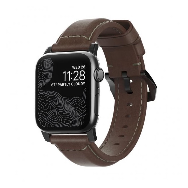 NOMAD Apple Watch 40/38mm Armbånd Traditional Strap Sort/Rustic Brown