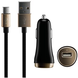 Sandstrøm Micro USB hurtig biloplader - sort/guld