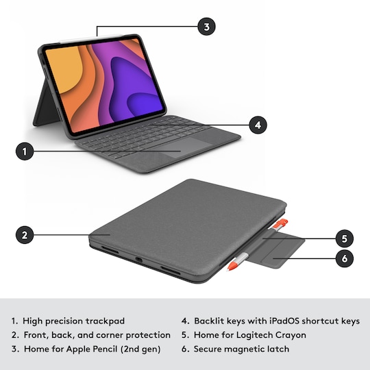Logitech Folio Touch tastaturetui til iPad Air 4. Gen. | Elgiganten