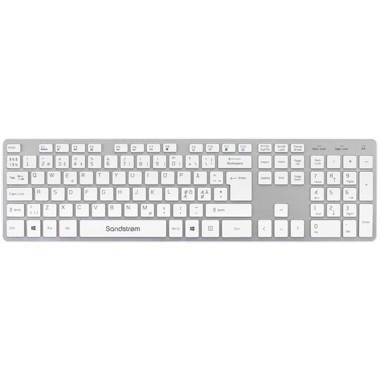 Sandstrøm slankt trådløst tastatur - hvid/grå | Elgiganten