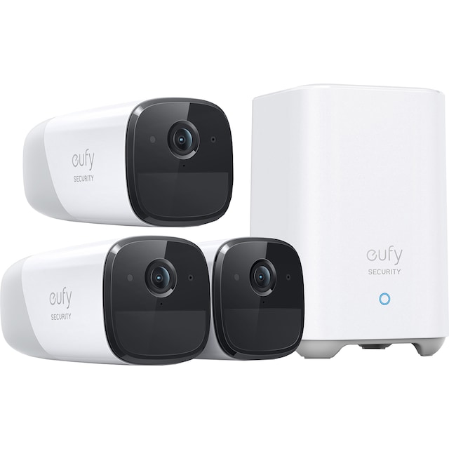 Eufy Cam 2 Pro 3-pakk+Eufy Security HomeBase 2 smart-overvågningsssæt