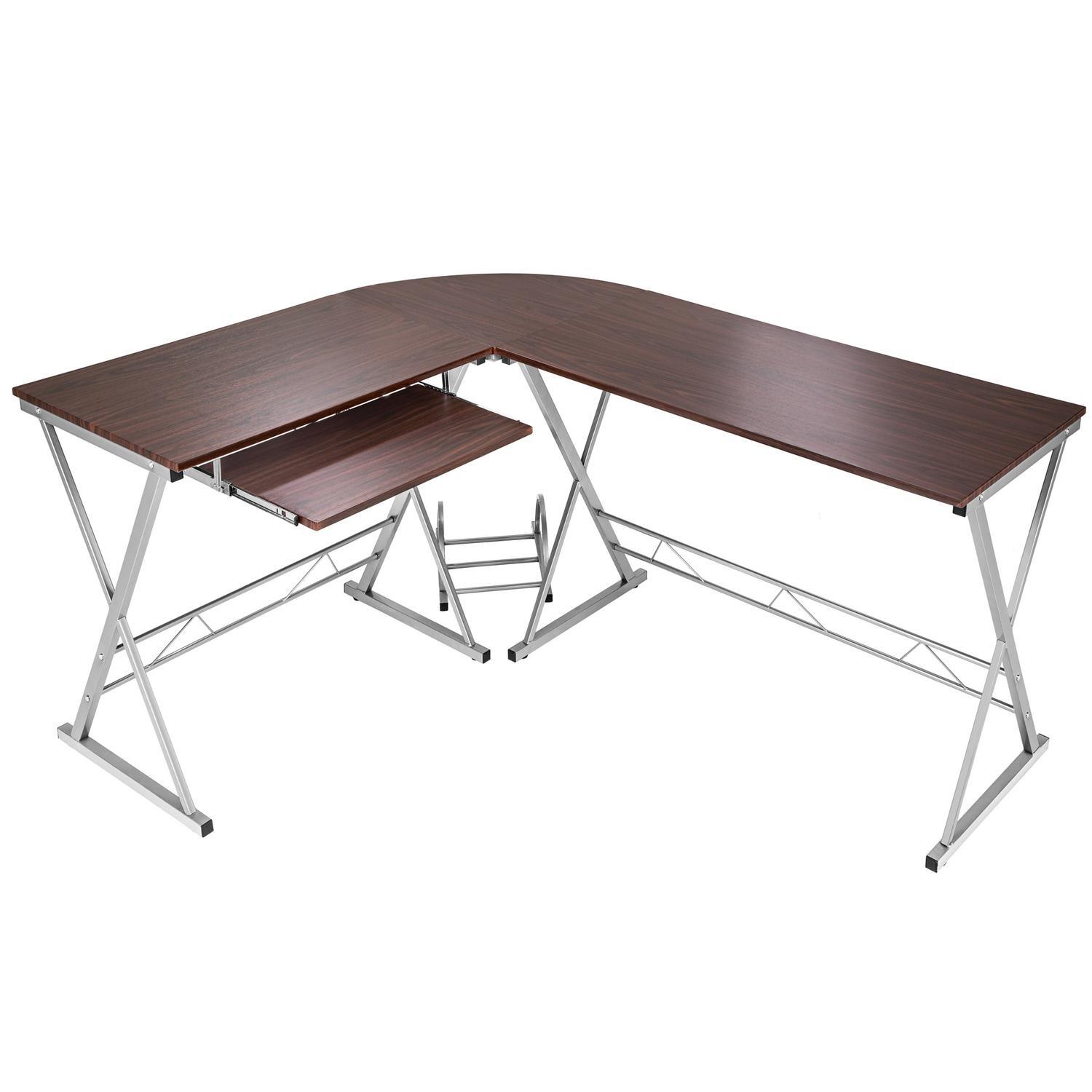 Kombineret skrivebord og computerbord til hjørne - brun | Elgiganten