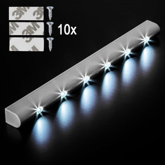 10x LED Lys på liste med bevægelsessensor - grå | Elgiganten
