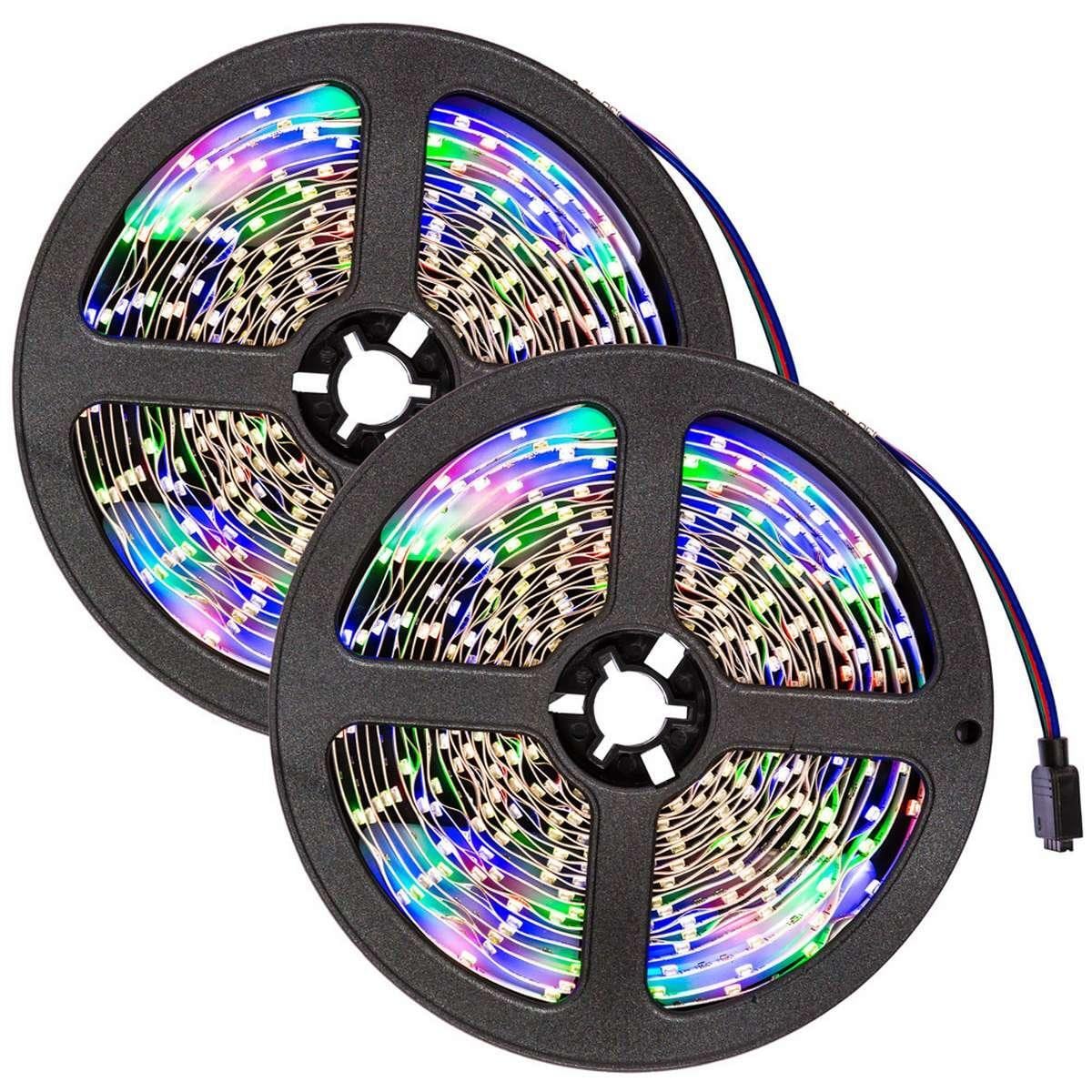 2x RGB LED bånd 5 m. med fjernbetjening - hvid | Elgiganten