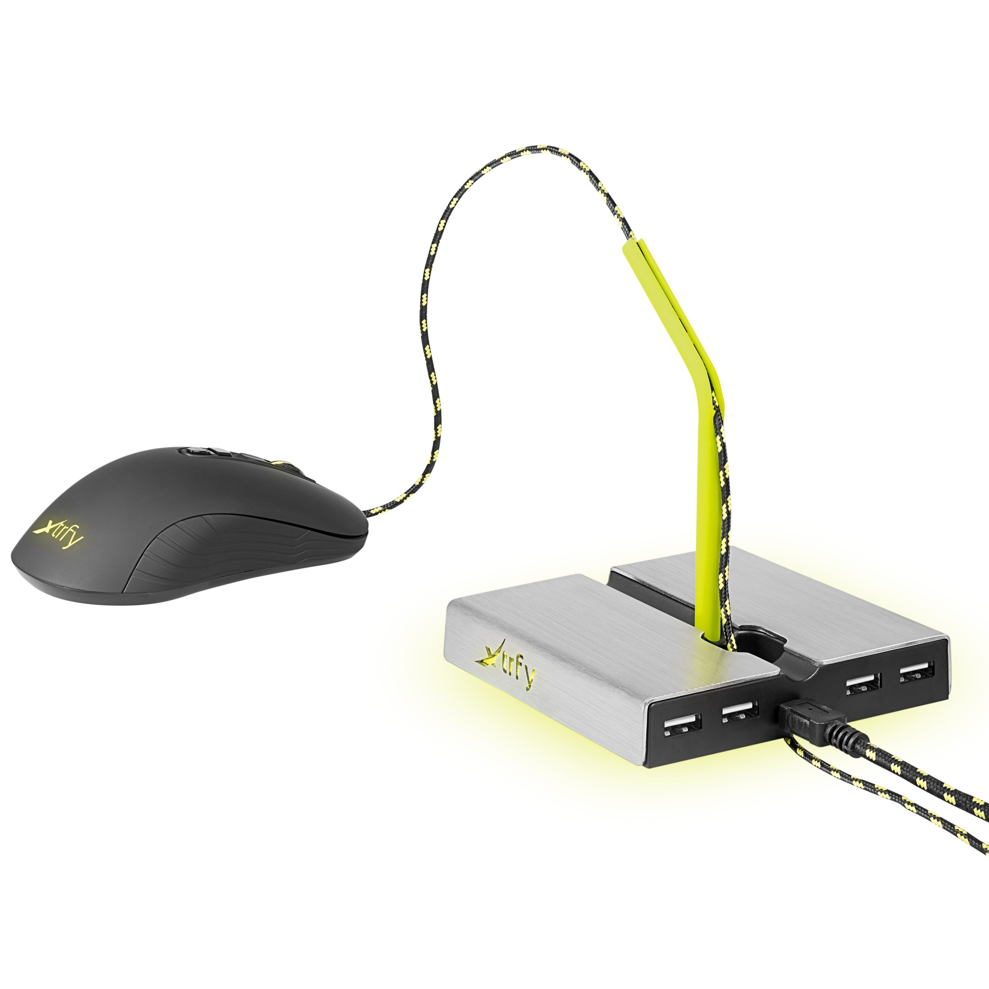 Xtrfy B1 holder til musekabel - med LED-lys og USB-hub | Elgiganten