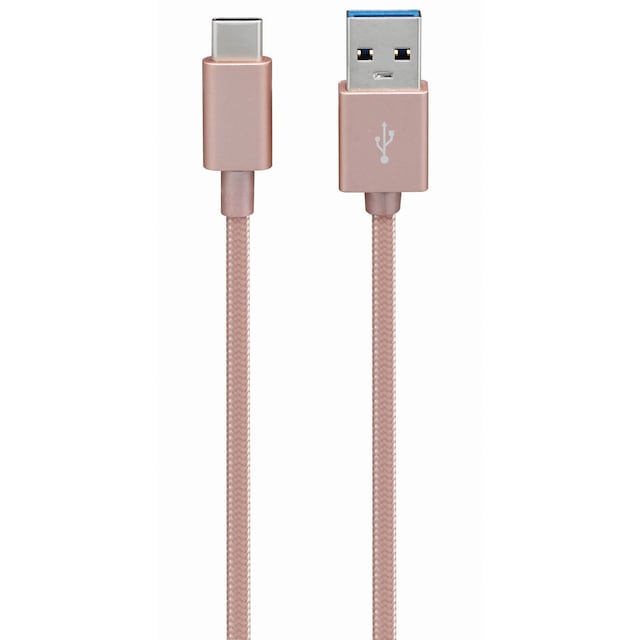 Sandstrøm flettet USB 3.1 type-C-kabel - rosaguld
