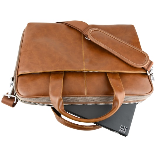 Sandstrøm 15.6" computertaske i PU læder - brun | Elgiganten