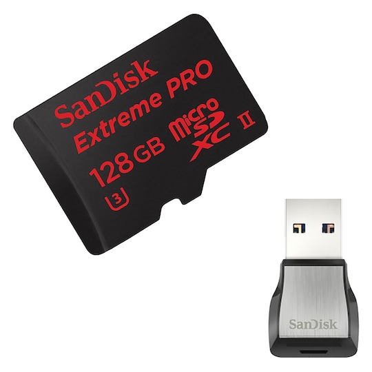 SanDisk Pro Mikro SD-kort 128 GB + læser | Elgiganten