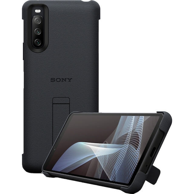 Sony Xperia 10 III Style cover med stander (sort)