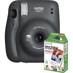 Fujifilm Instax Mini 11 kompaktkamera (grå, bundle m. 10 film ekstra)