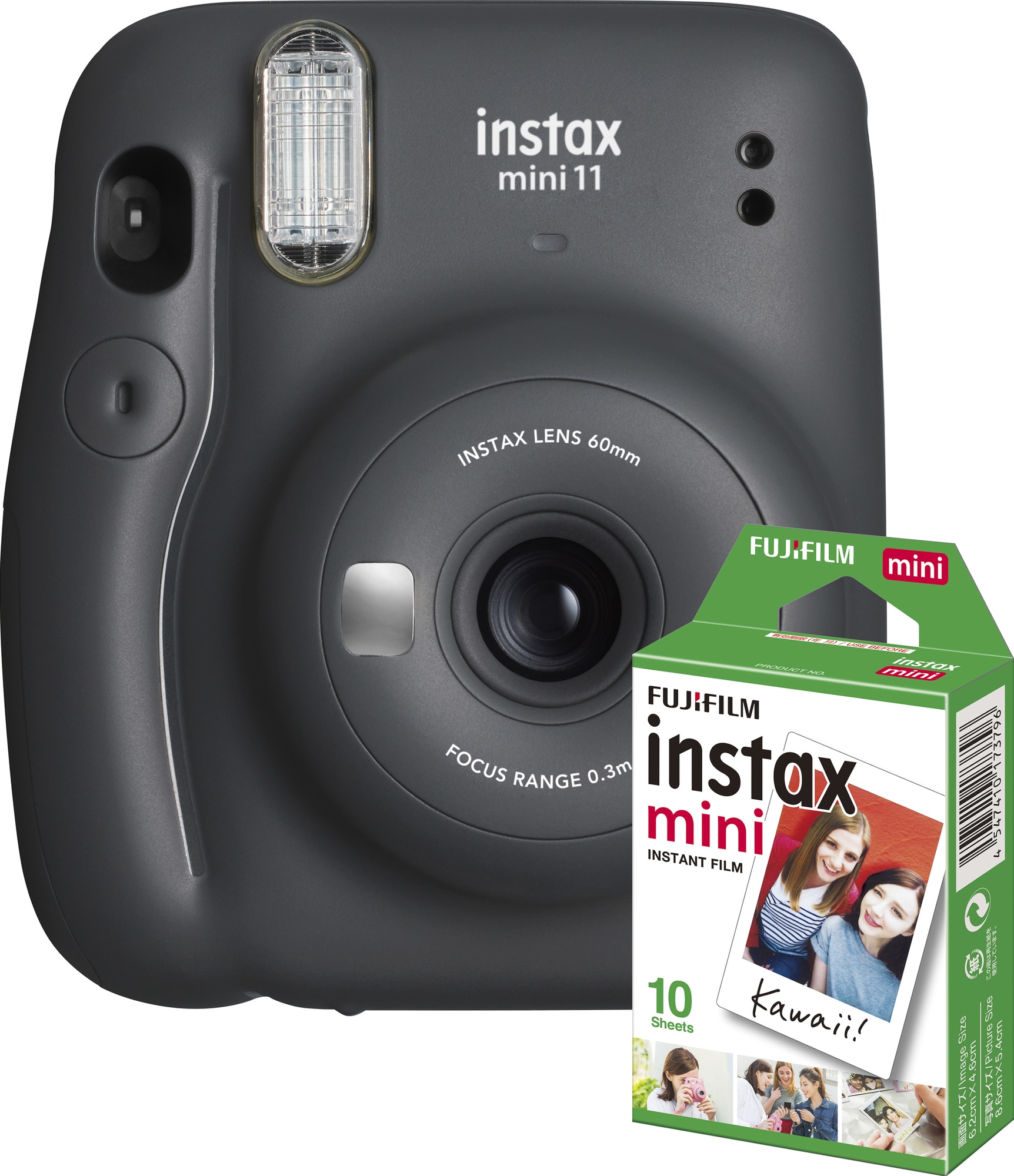 Fujifilm Instax Mini 11 kompaktkamera (grå, bundle m. 10 film ekstra) |  Elgiganten