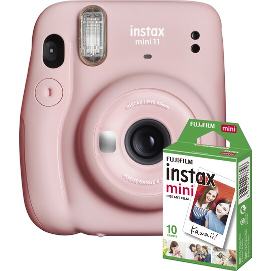Fujifilm Instax Mini 11 kamera (lyserød, bundle m. 10 film ekstra) |  Elgiganten
