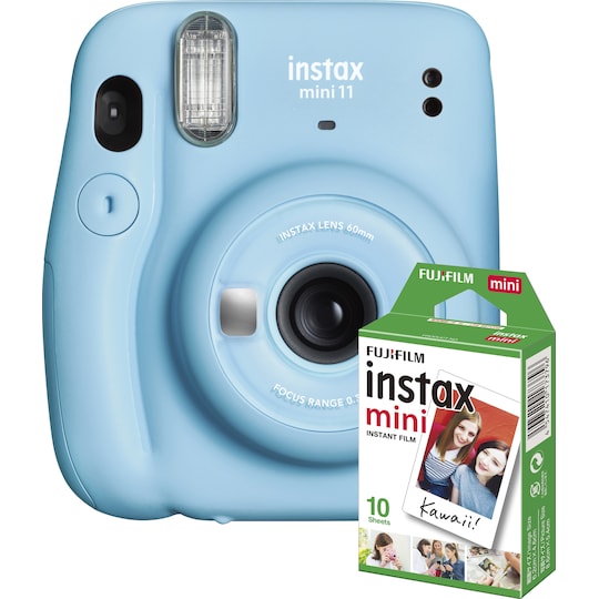 Fujifilm Instax Mini 11 kompaktkamera (blå, bundle m. 10 film) | Elgiganten